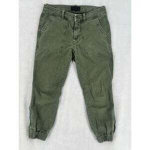 J Crew Army Green Pants Zipper Leg 4P Slim Chino Cropped Ankle Skinny Leg